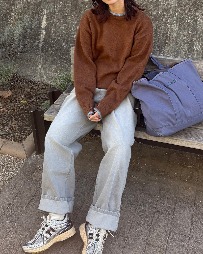 (ユニセックス)グレイッシュウォッシュストレートデニム