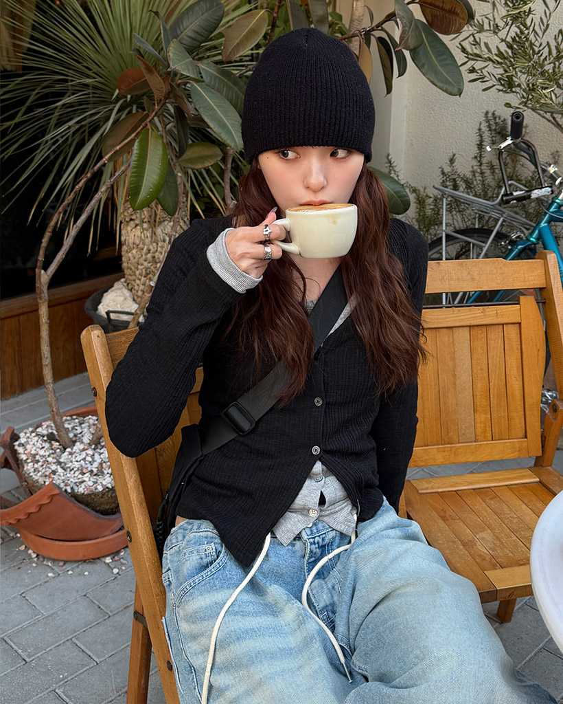 レイヤードカーディガン