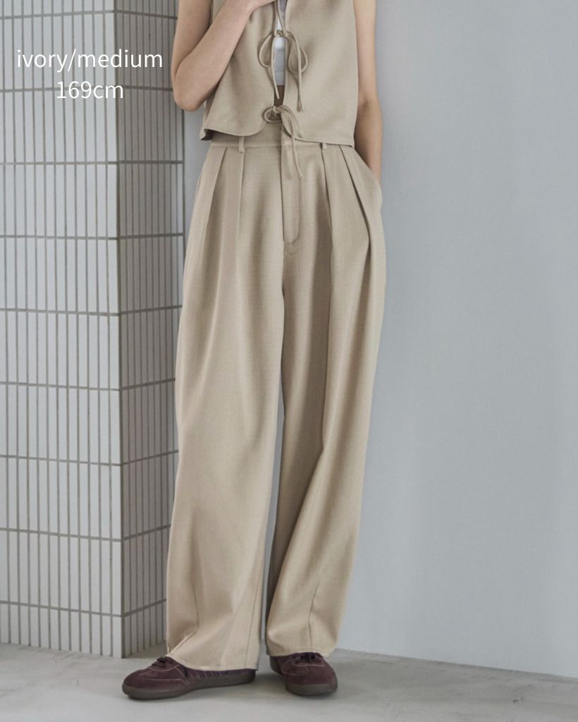 セットアップ可】コンフォートツイードツータックカーブスラックス