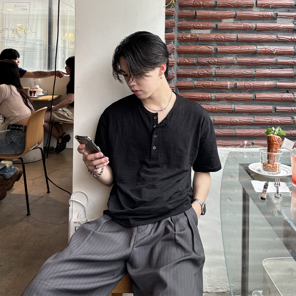 ヘンリーネックカットソー