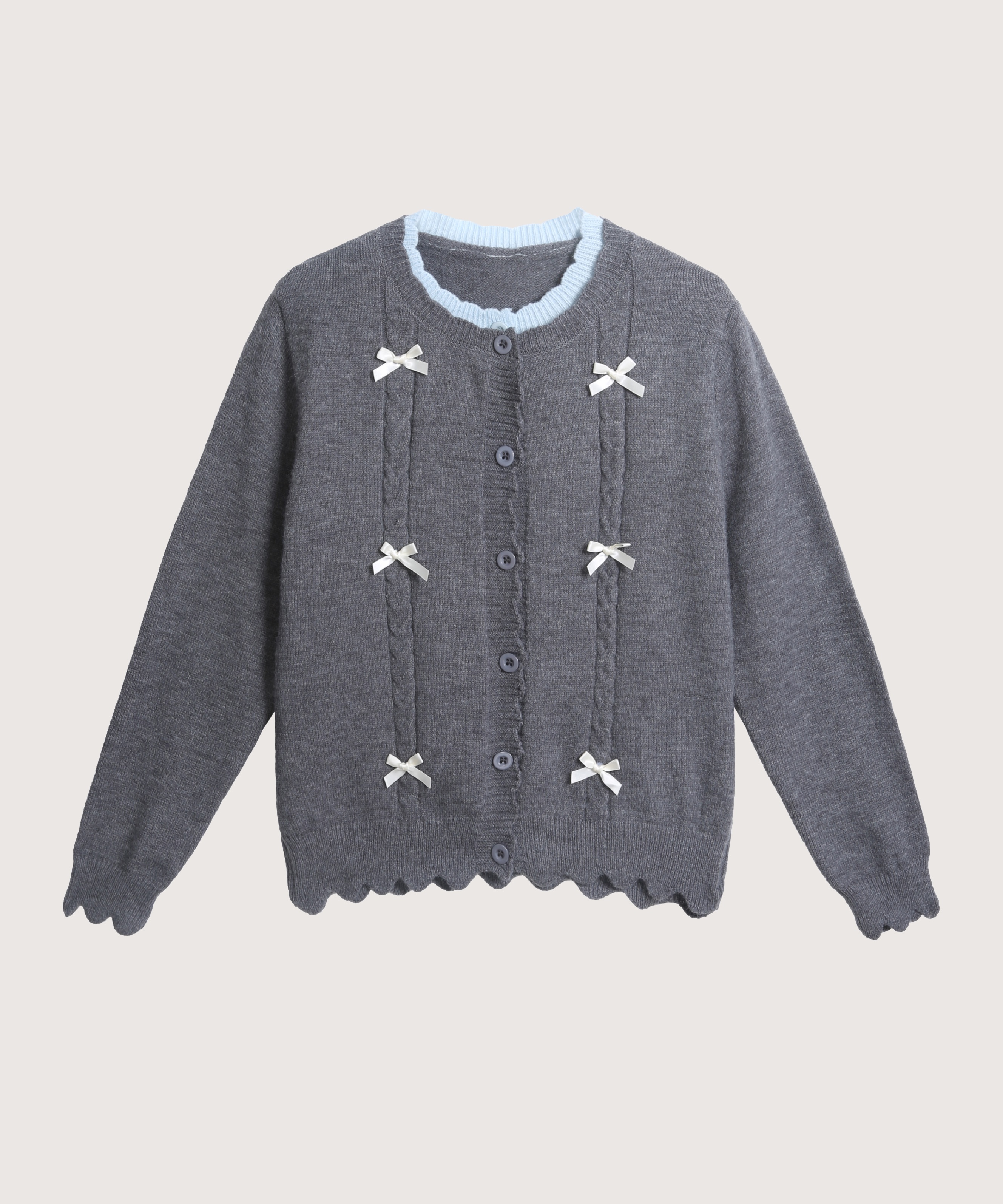 レイヤードジャージーリボンカーディガン