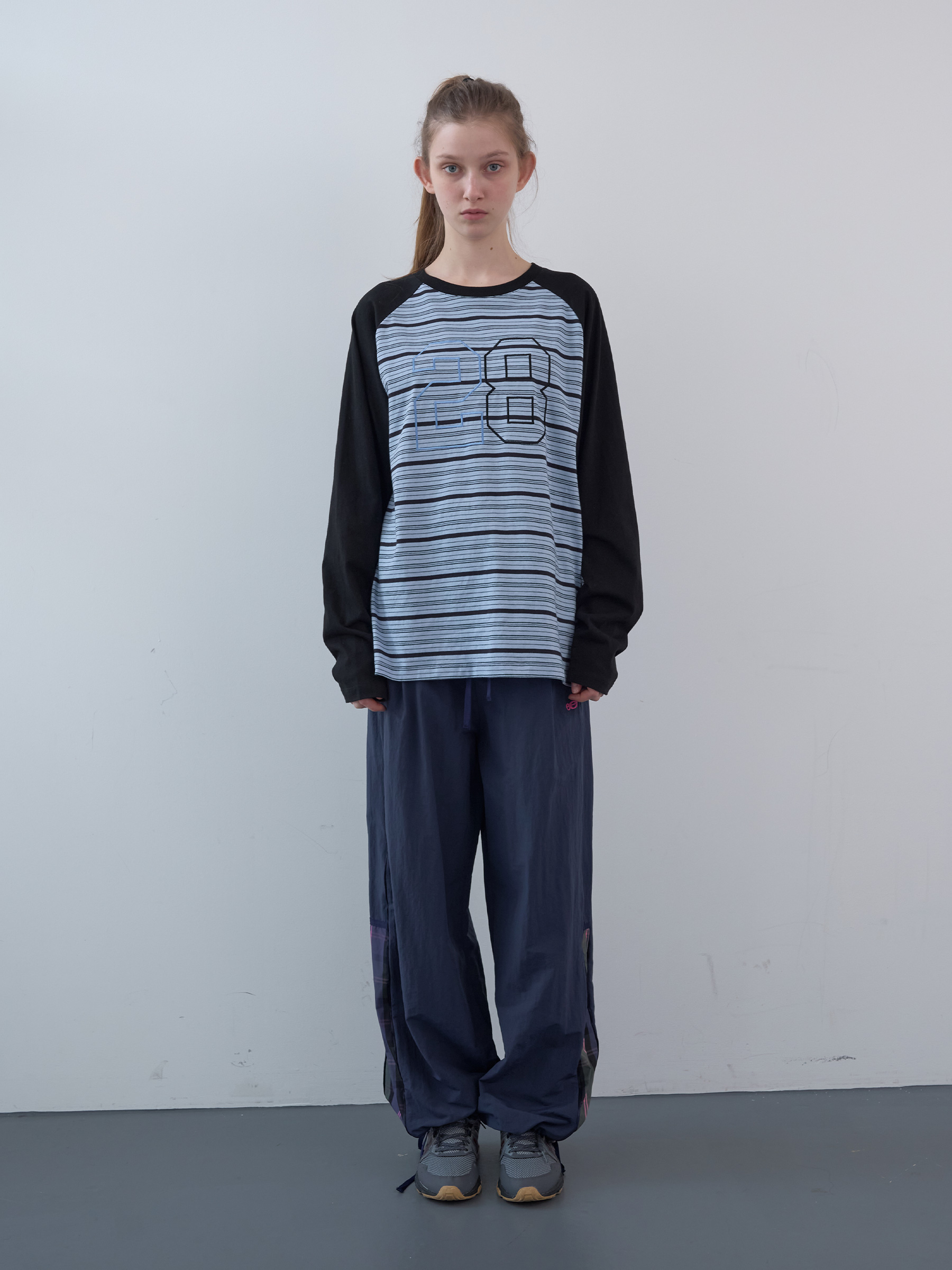 Checked Block Track Pants (Navy)