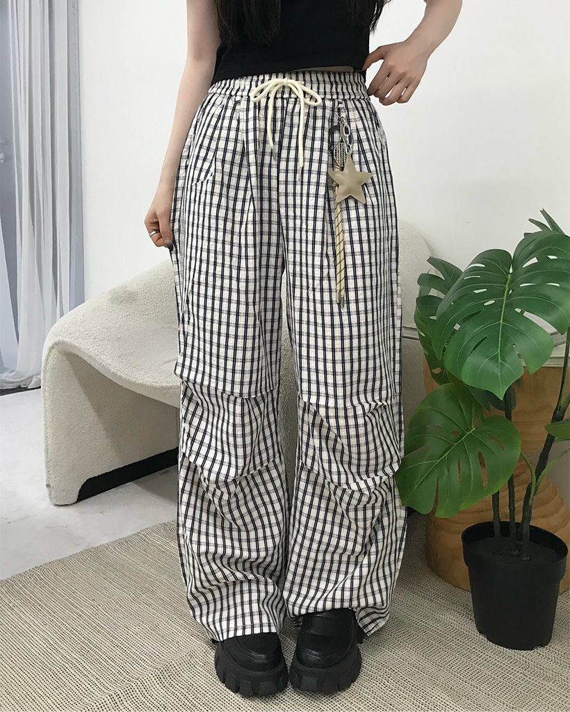 キーリング＆チェックパラシュートパンツ | ファッション通販サイト NUGU