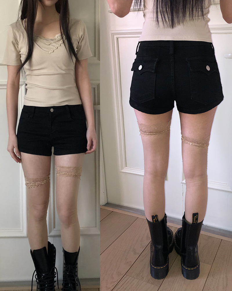 ハイウエストボタンショートパンツ