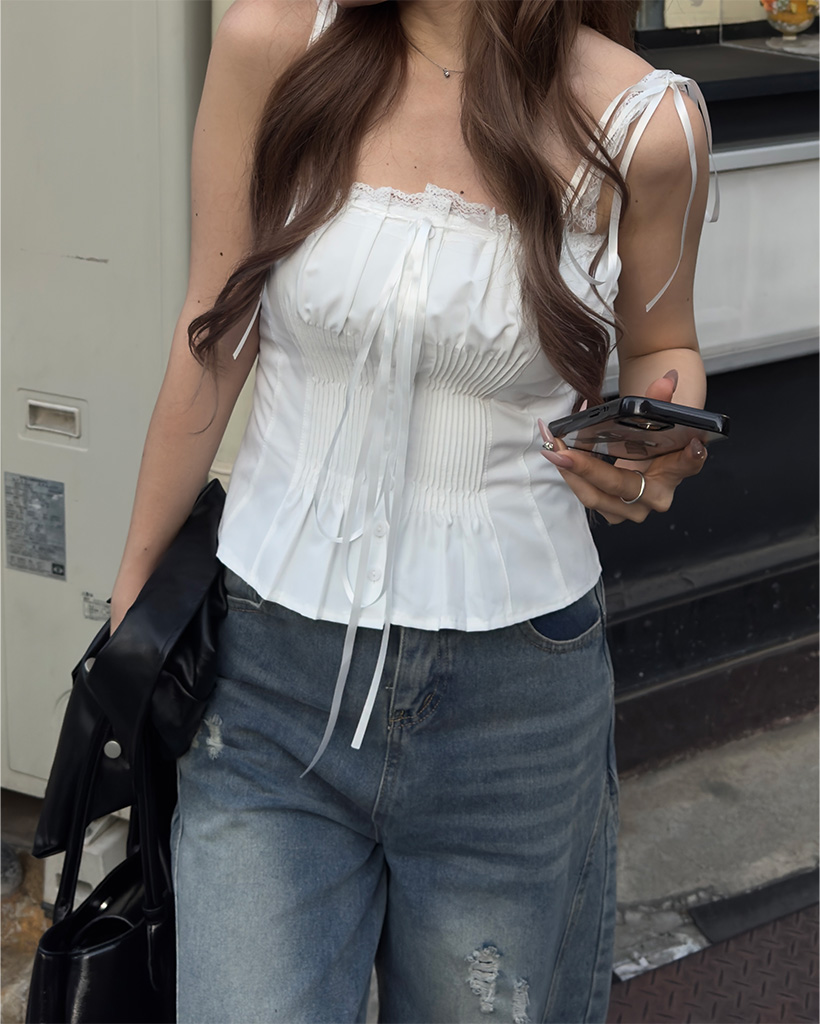 リボンレースポイントノースリーブ