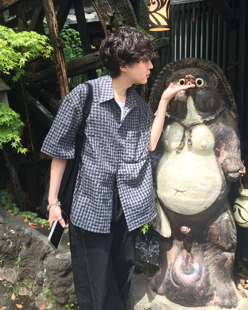 エンボチェックポイント半袖シャツ