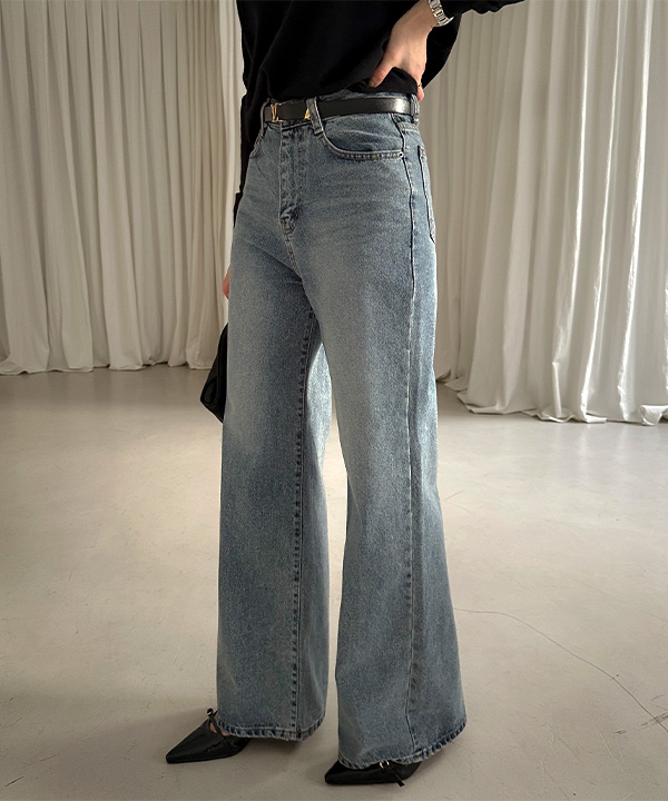 [選べるサイズ]ワイドブーツカットデニムパンツ