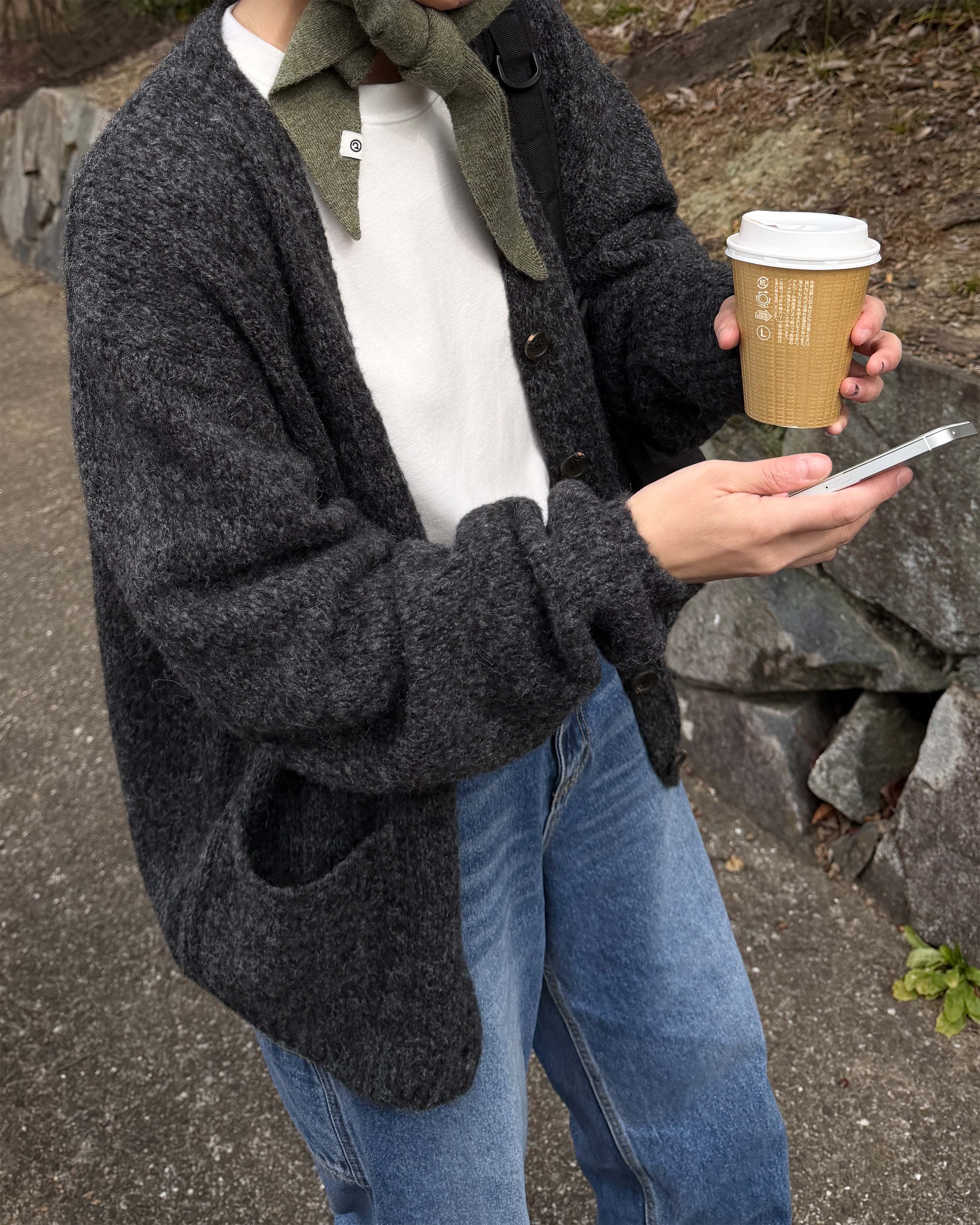 メランジウールルーズフィットカーディガン