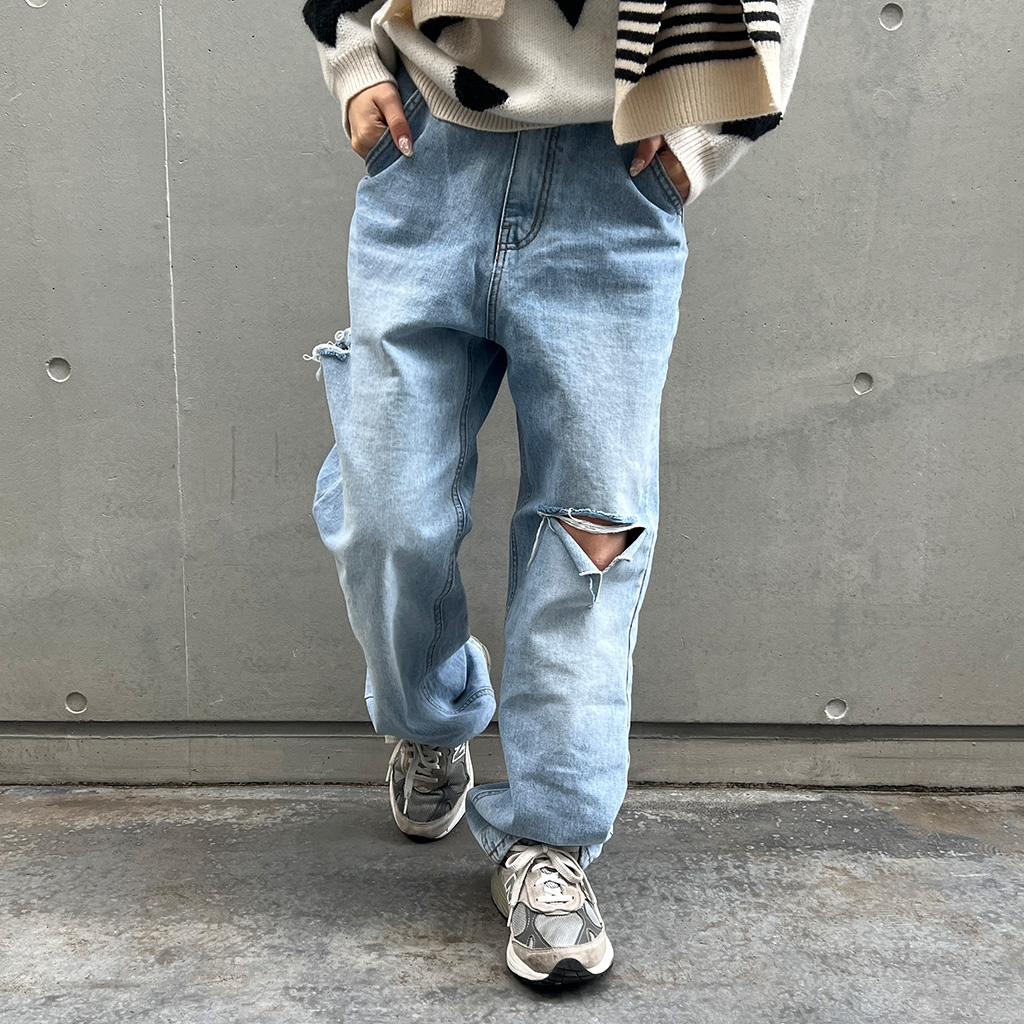 nugu ヴィンテージスリットダメージデニムパンツ （ダメージ