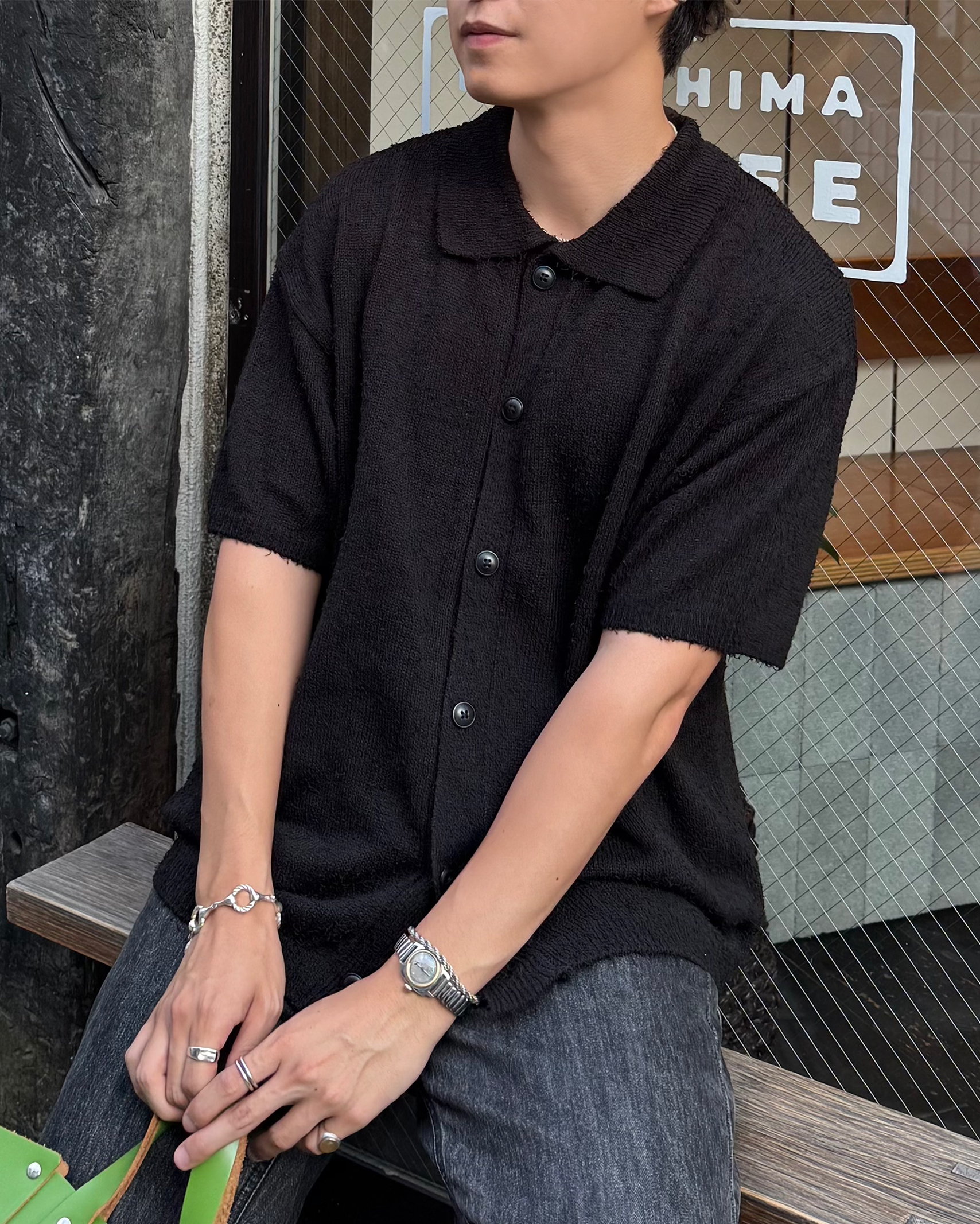 PEARLY GATES ダークグレー ショートスリーブシャツ サッカーストライプ半袖ポロシャツ | PEARLY GATES（パーリー