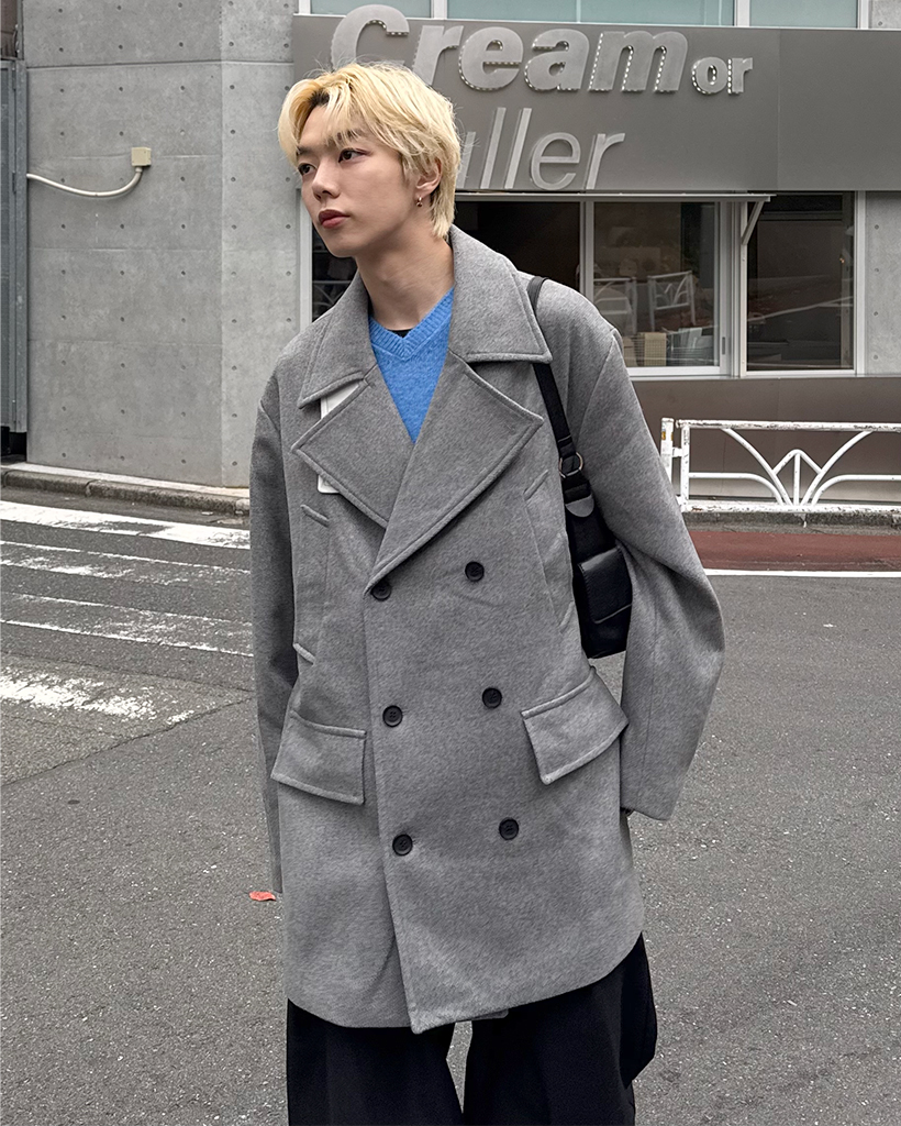 ダブルボタンハーフコート | ファッション通販サイト NUGU