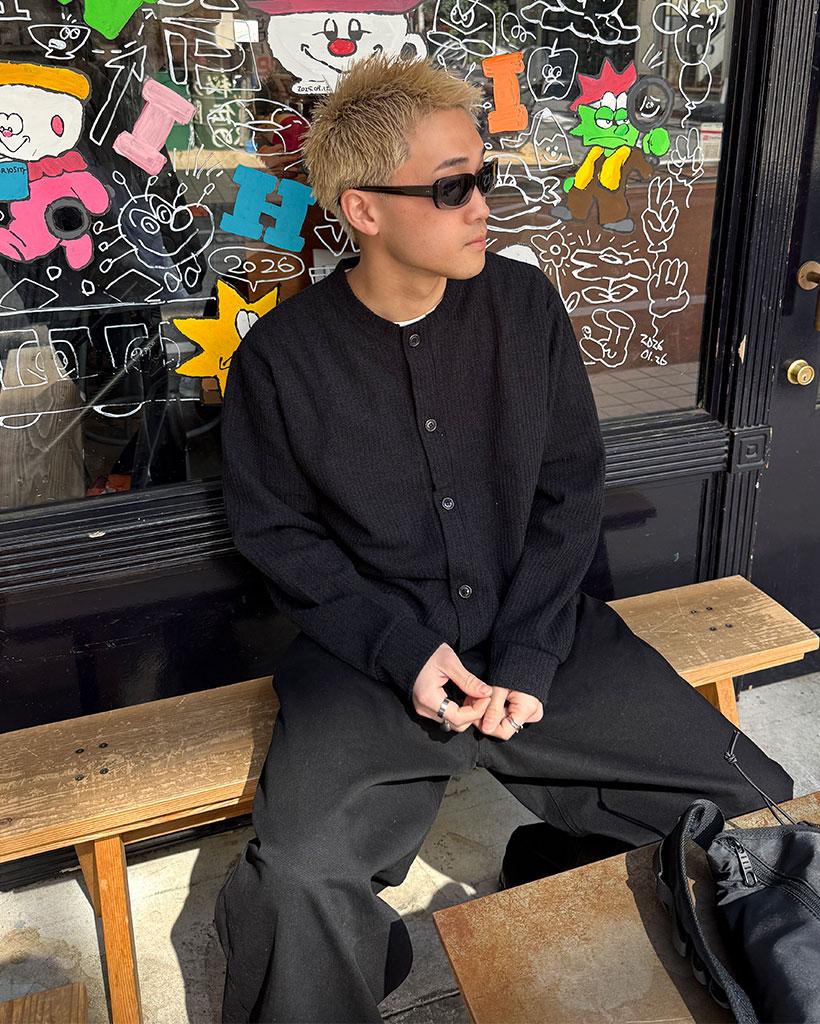 ワッフルクロップドカーディガン