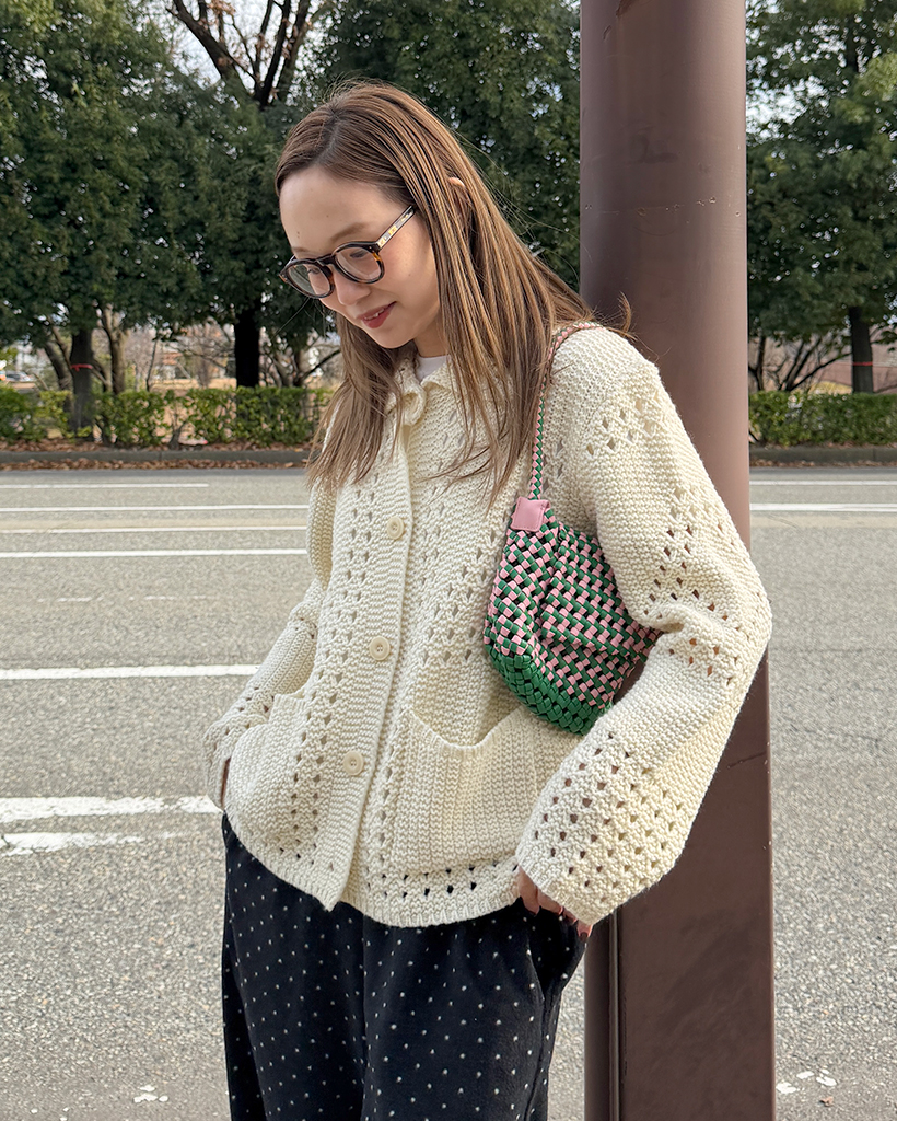 パンチングカラーニットカーディガン