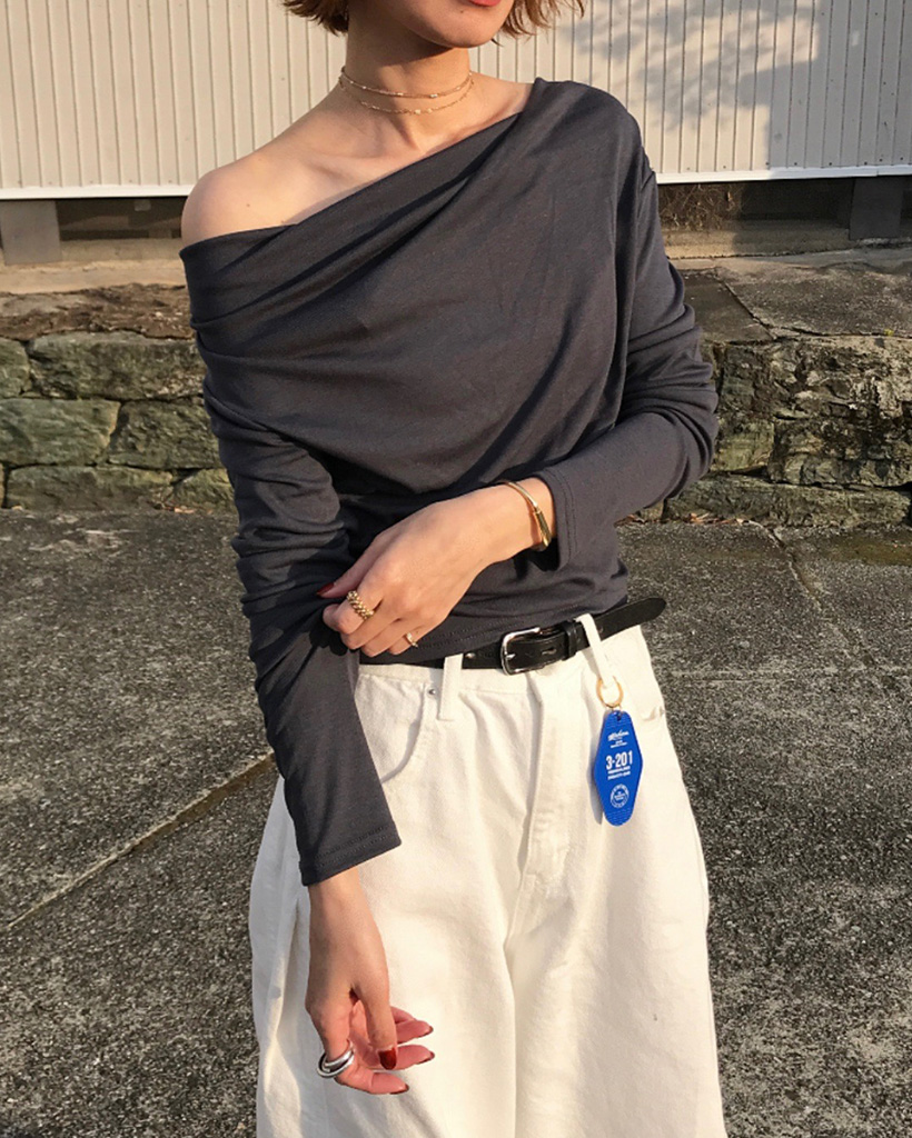 ドレープシャーリングロングTシャツ