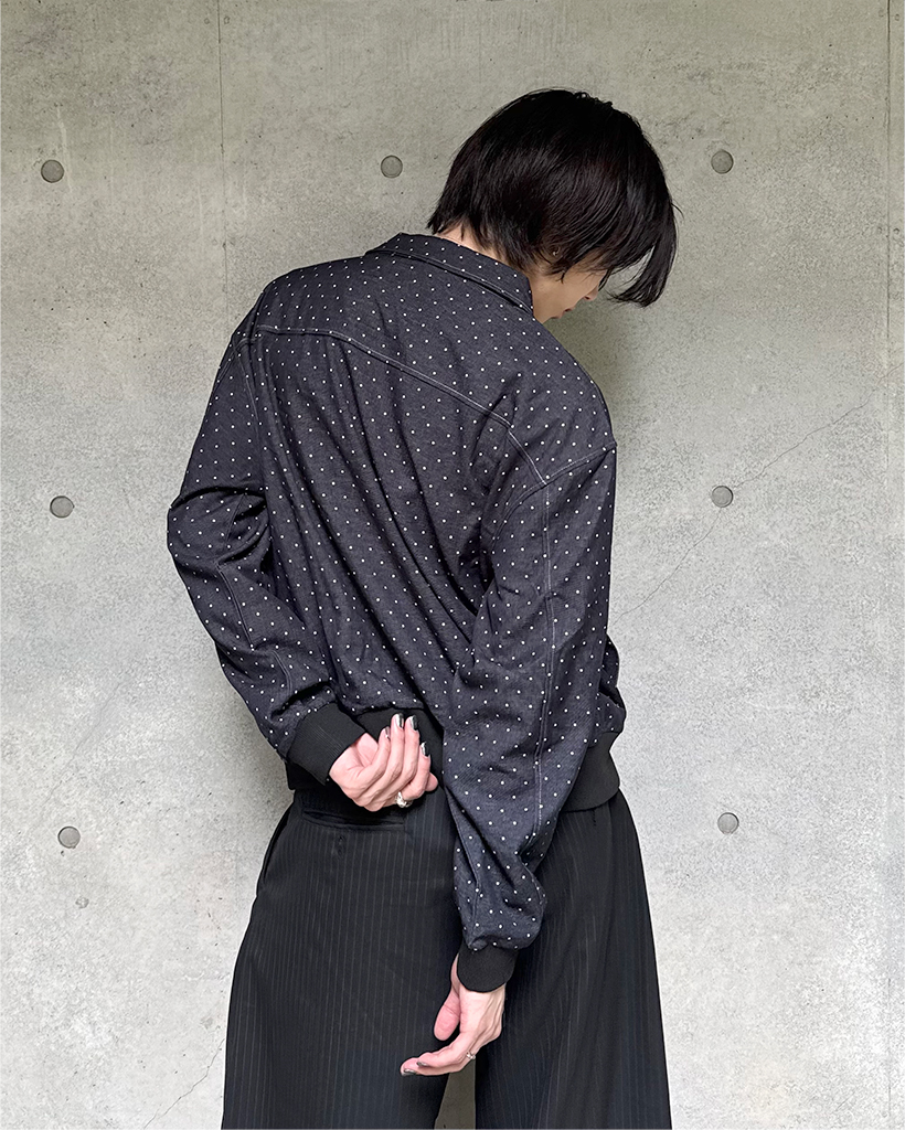 (ユニセックス) ミニドットパターンファスナーカラールジャケット