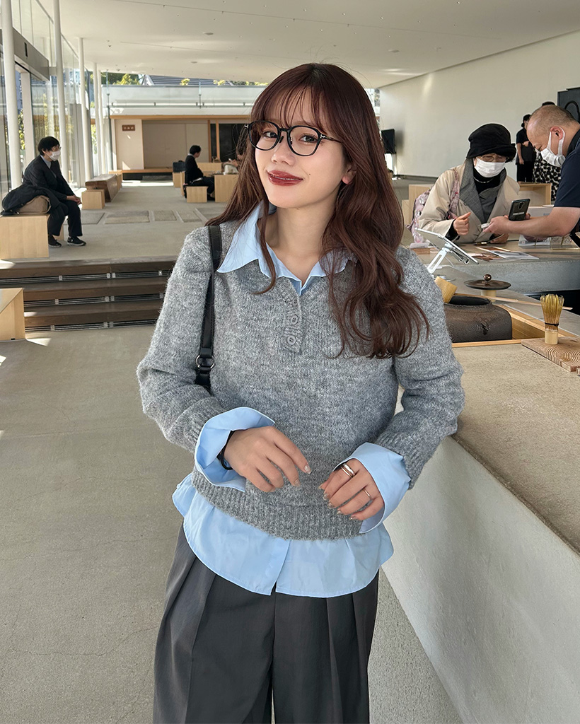 シャツレイヤードルーズフィットニット