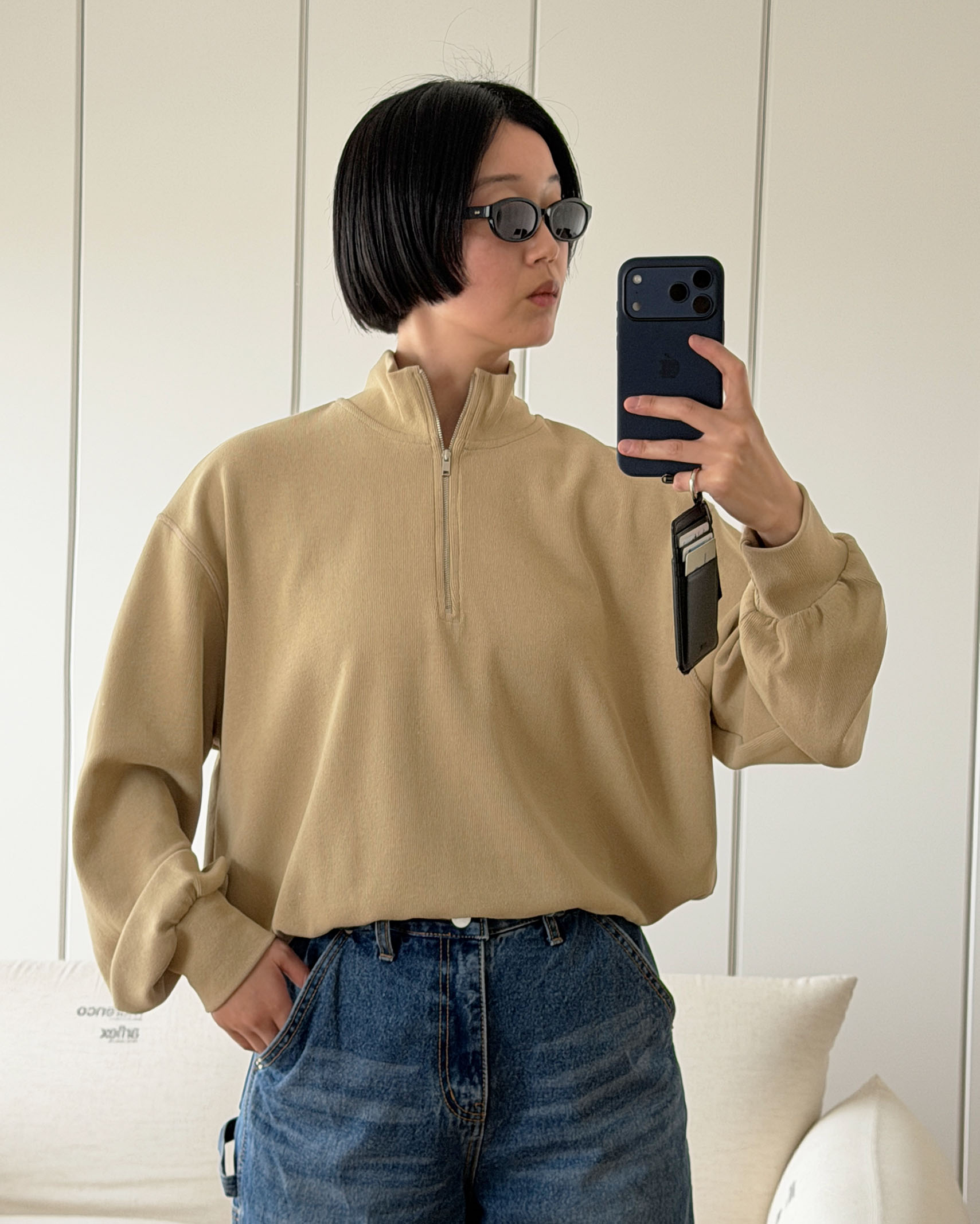 ハーフジップスウェットシャツ