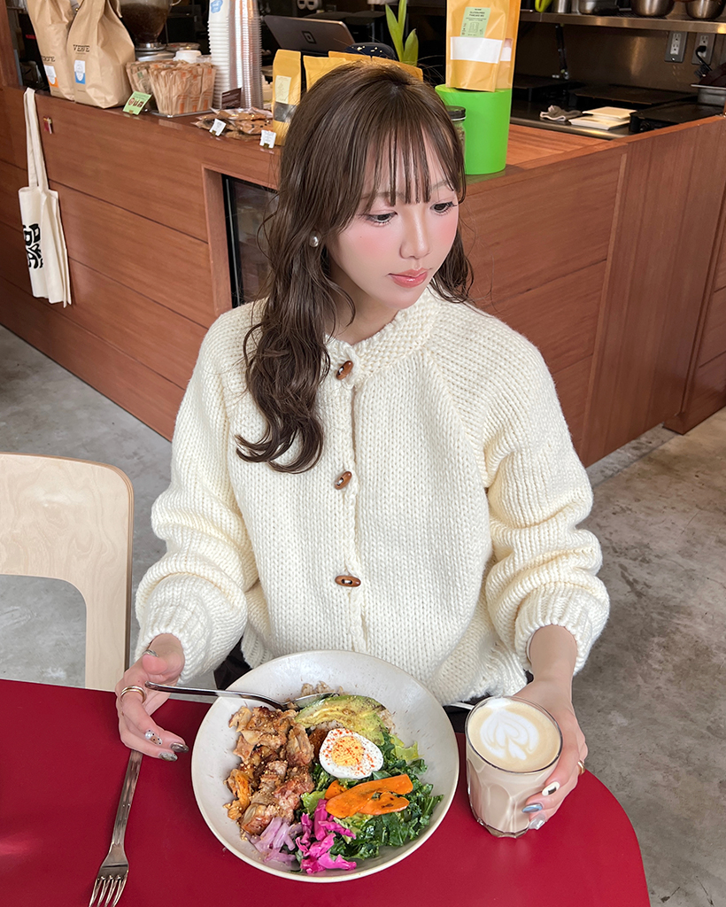 ダッフルポイントラグランスリーブカーディガン