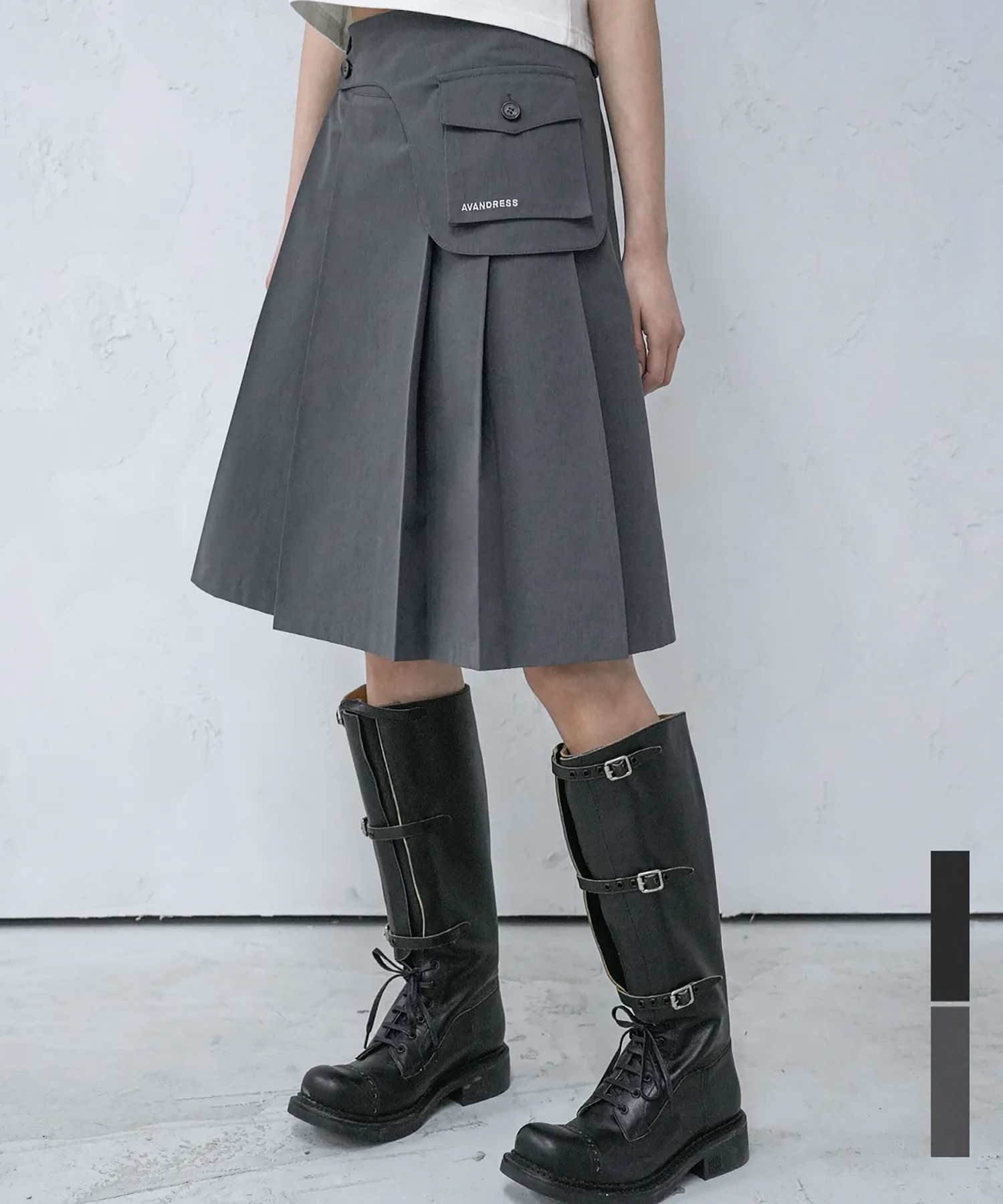 Saddle Midi Pleats Skirt - 2COL