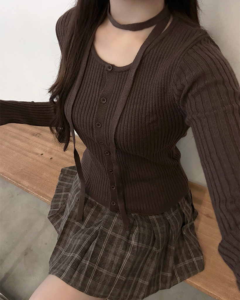 チョーカーニットカーディガン