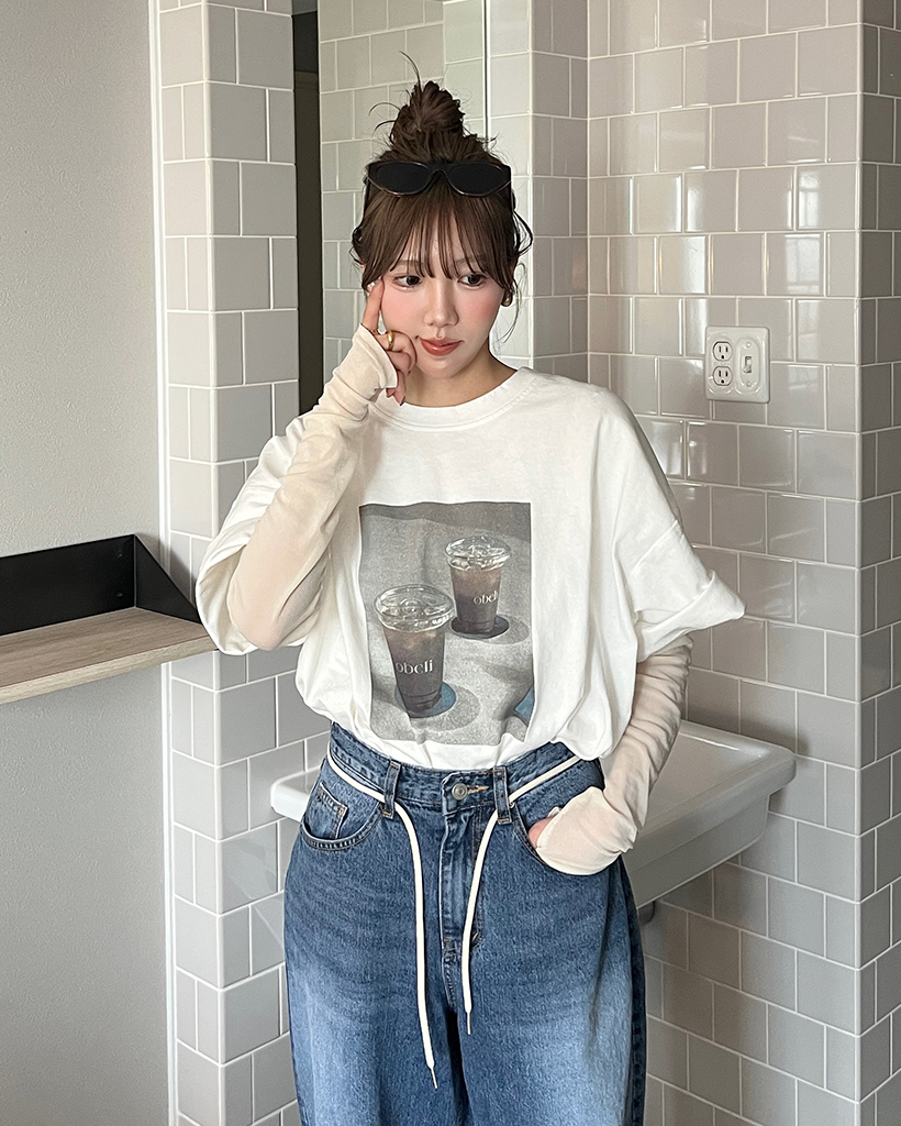 コーヒープリントオーバーサイズTシャツ