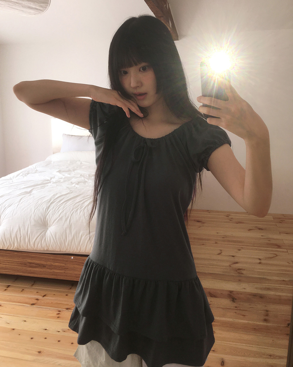 ティアードリボンパフワンピース