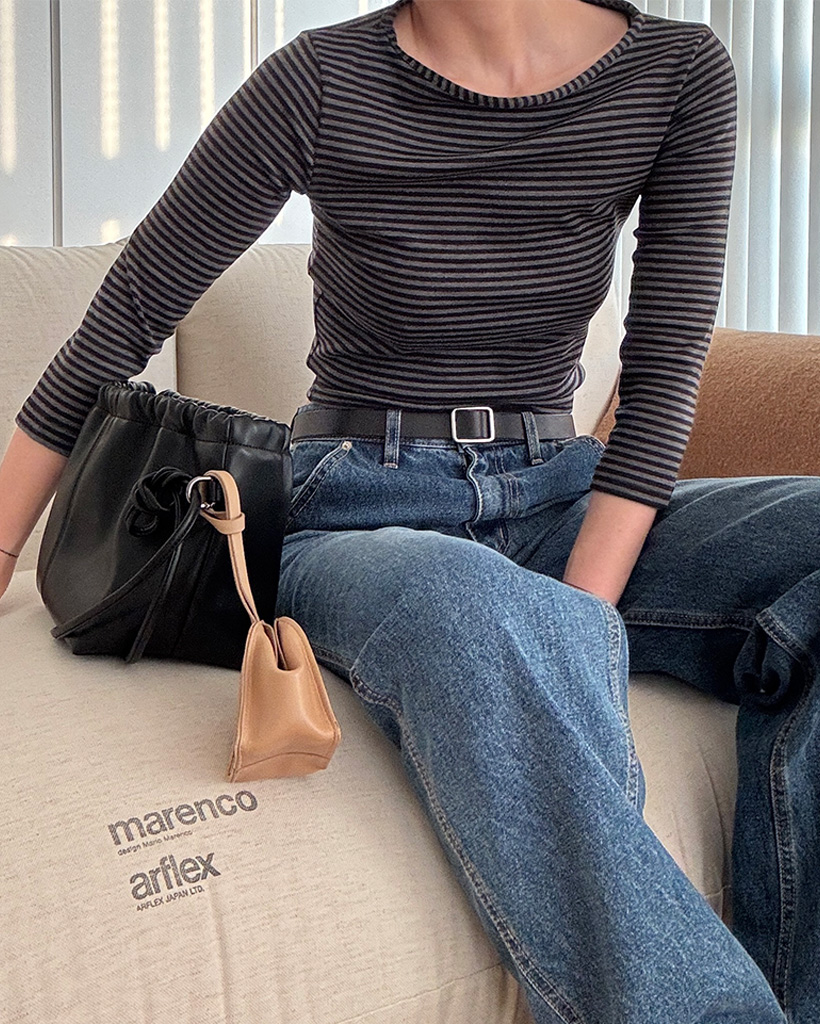 スリムラインストライプカットソー