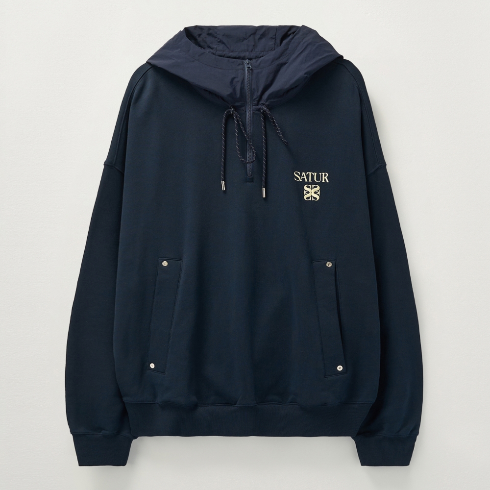 Applique Logo Cashmere Blend Hood Knit - Melange Gray