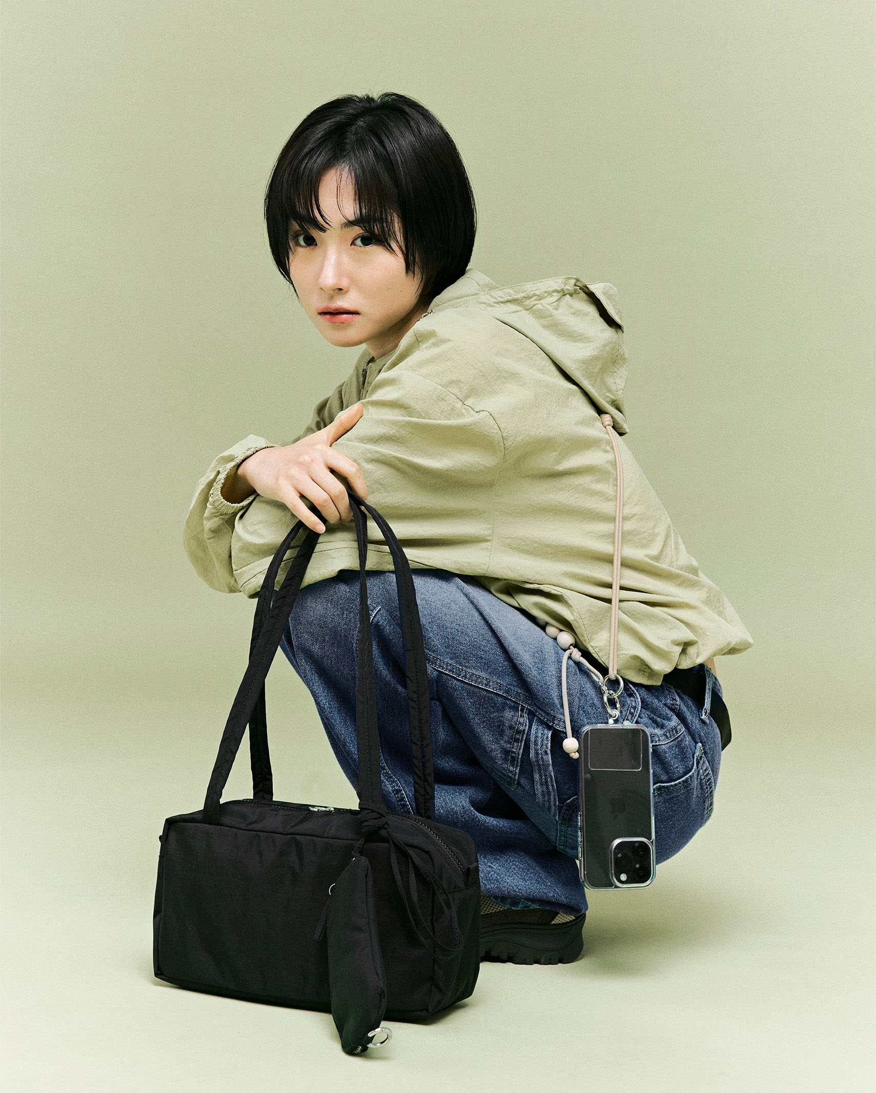 (ORIGINAL) ブリックナイロンボストンバッグ (black)