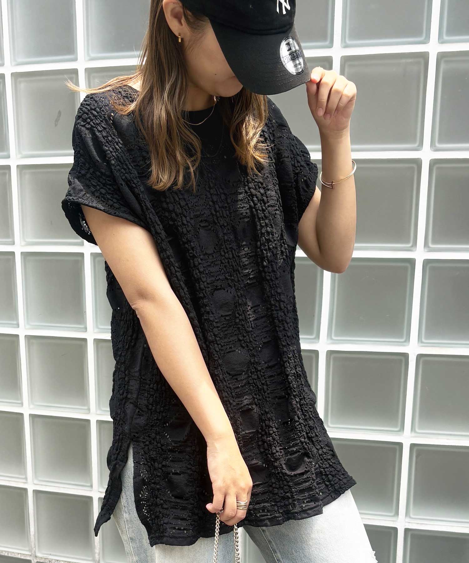 総レースフレンチスリーブTシャツ | ファッション通販サイト NUGU