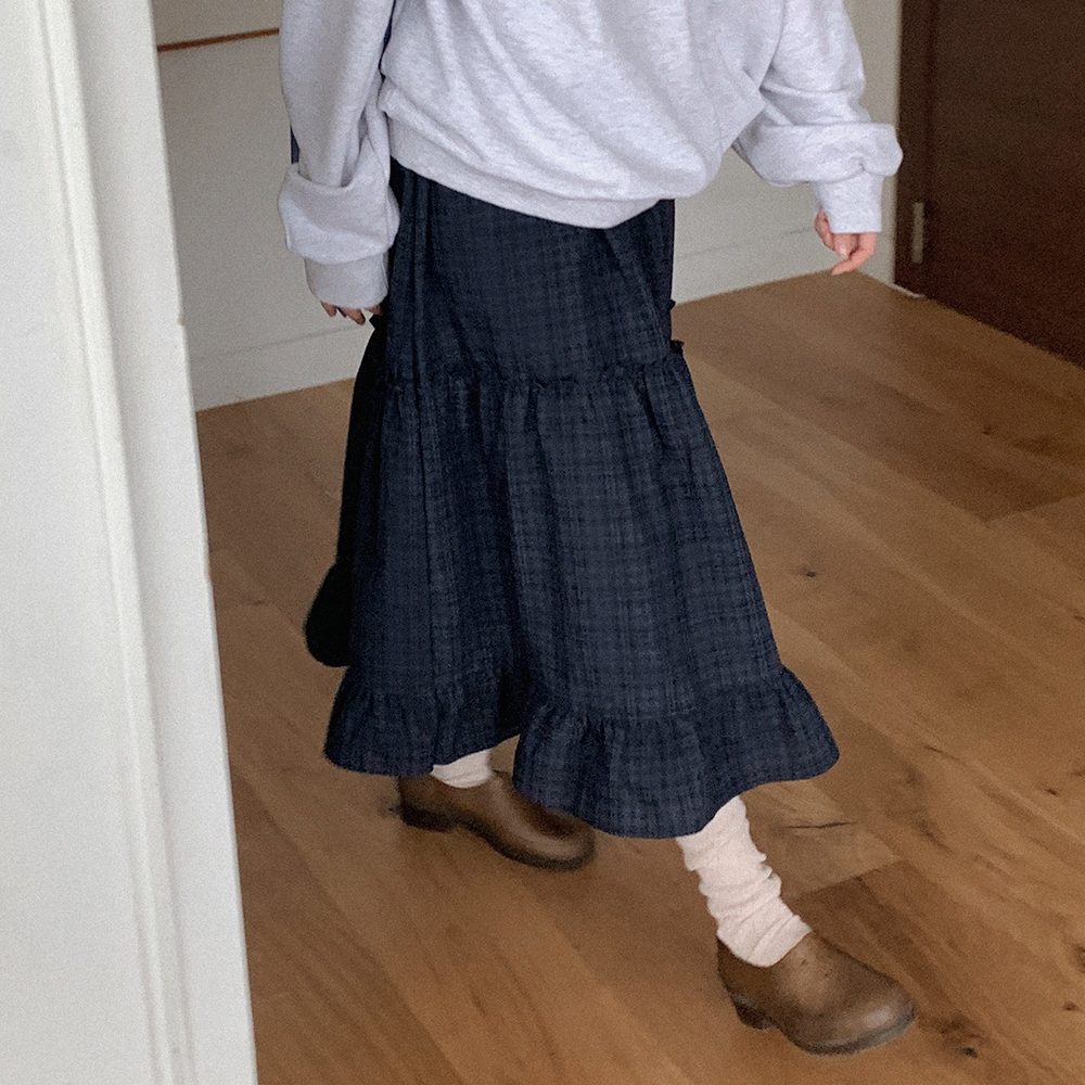 チェックティアードロングスカート | ファッション通販サイト NUGU