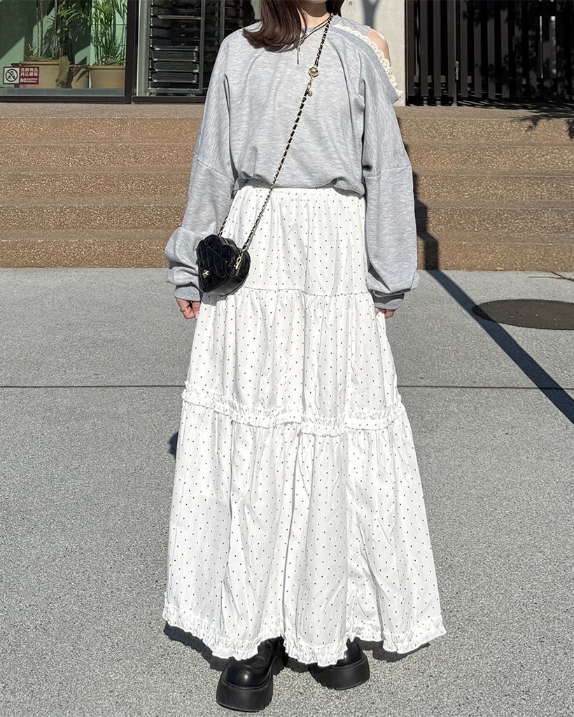 フリルドットロングスカート