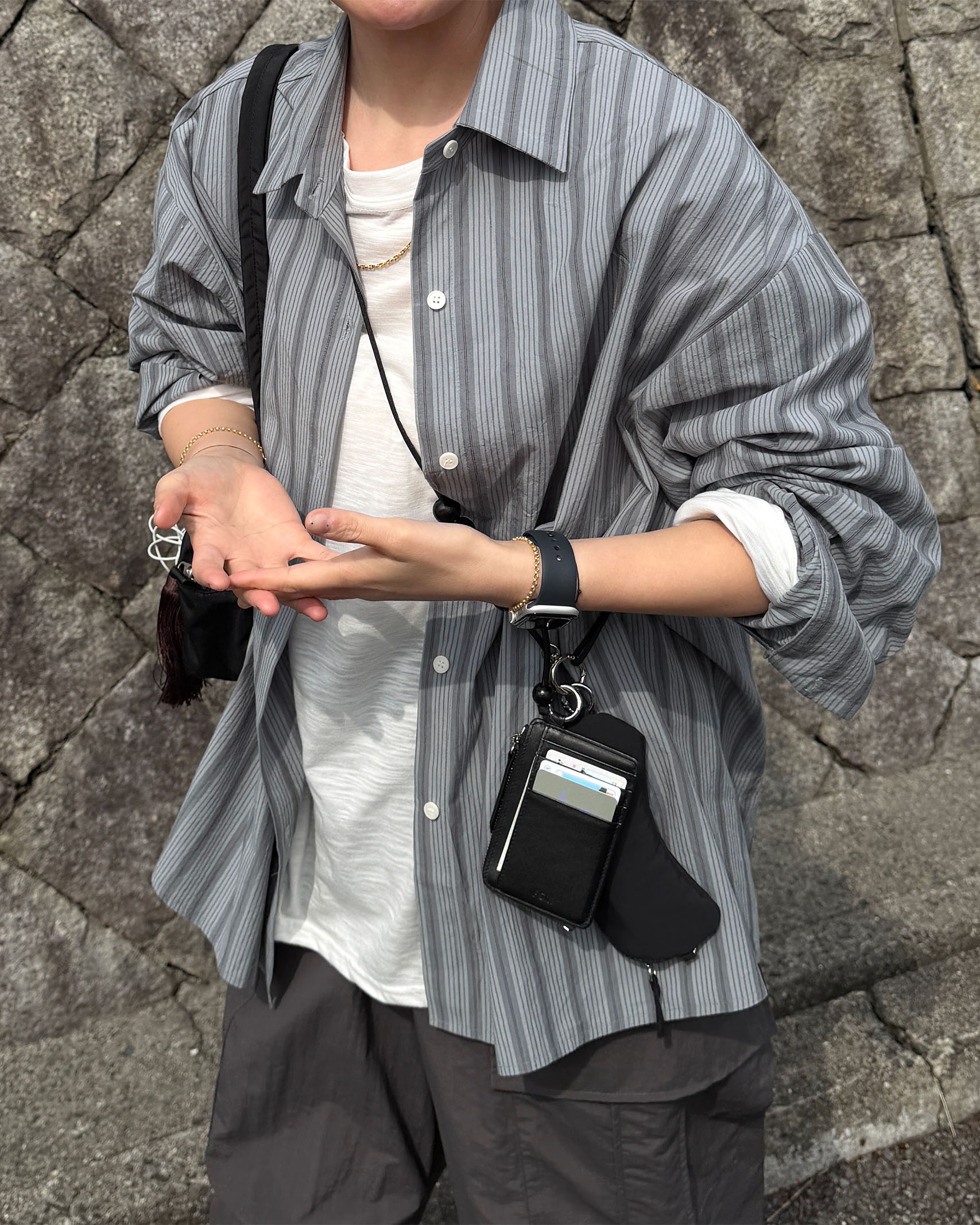 コットンストライプシャツ