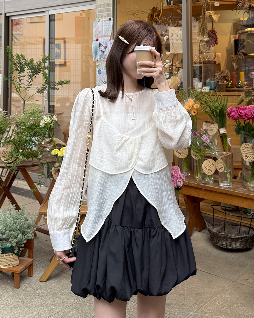 シャーリング シアー ビスチェ ＆ ブラウス セット