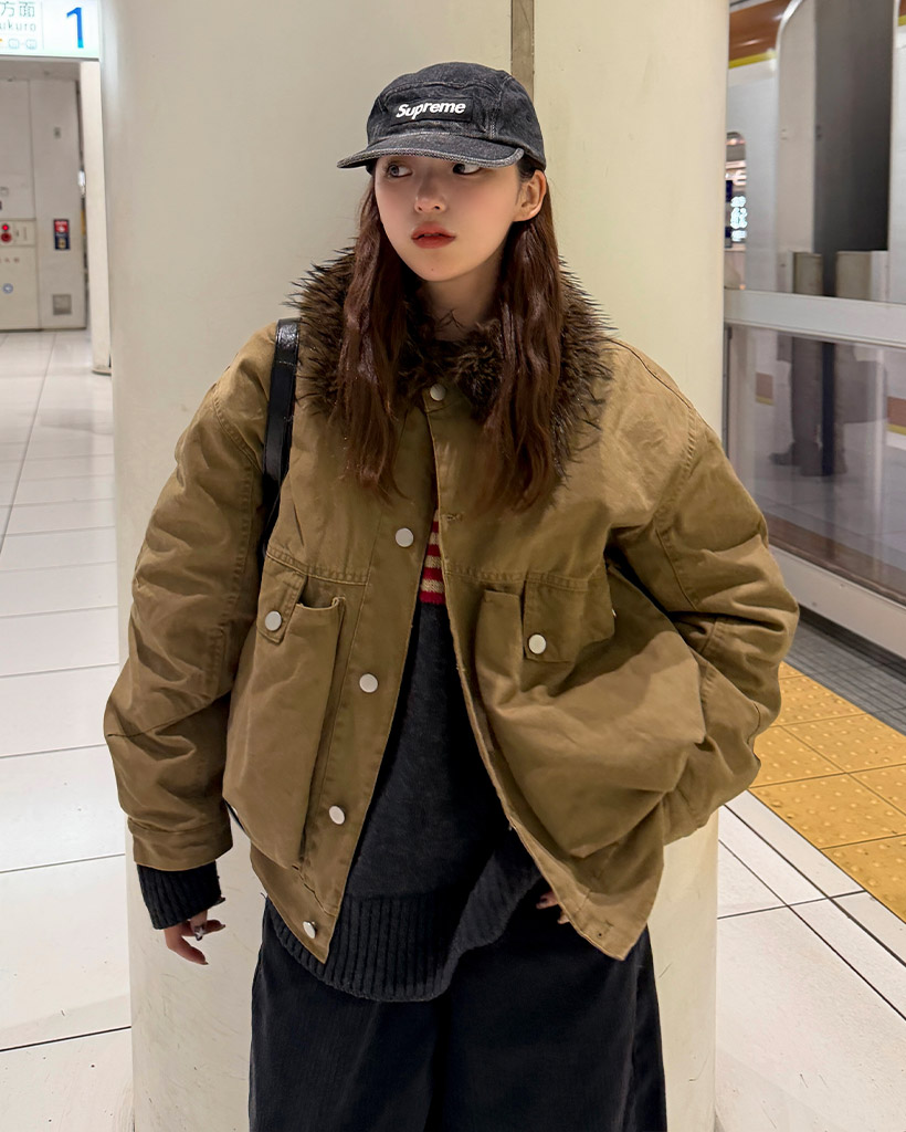 ファーカラーワークジャケット