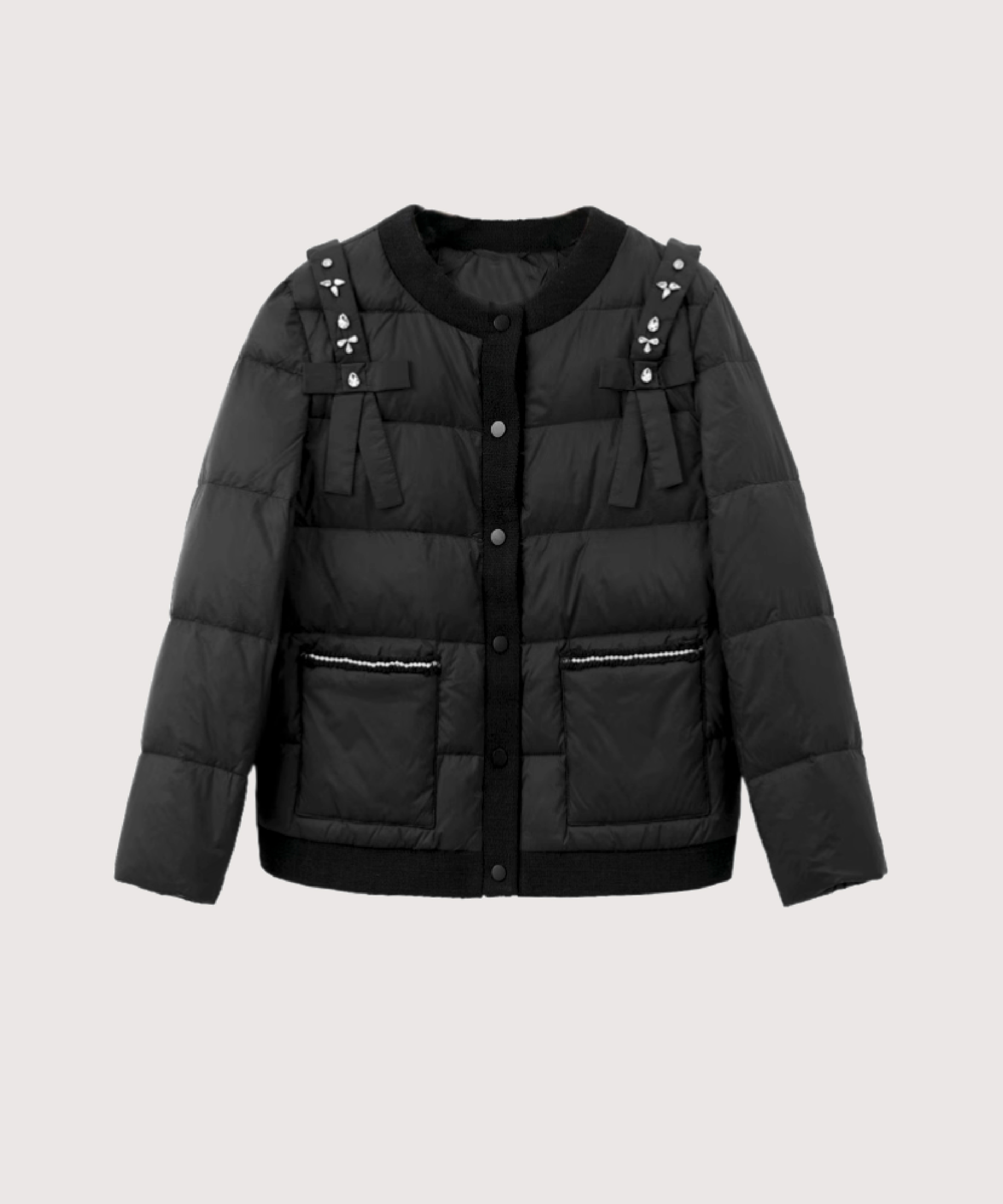 ショルダービーズデコダックダウンコート