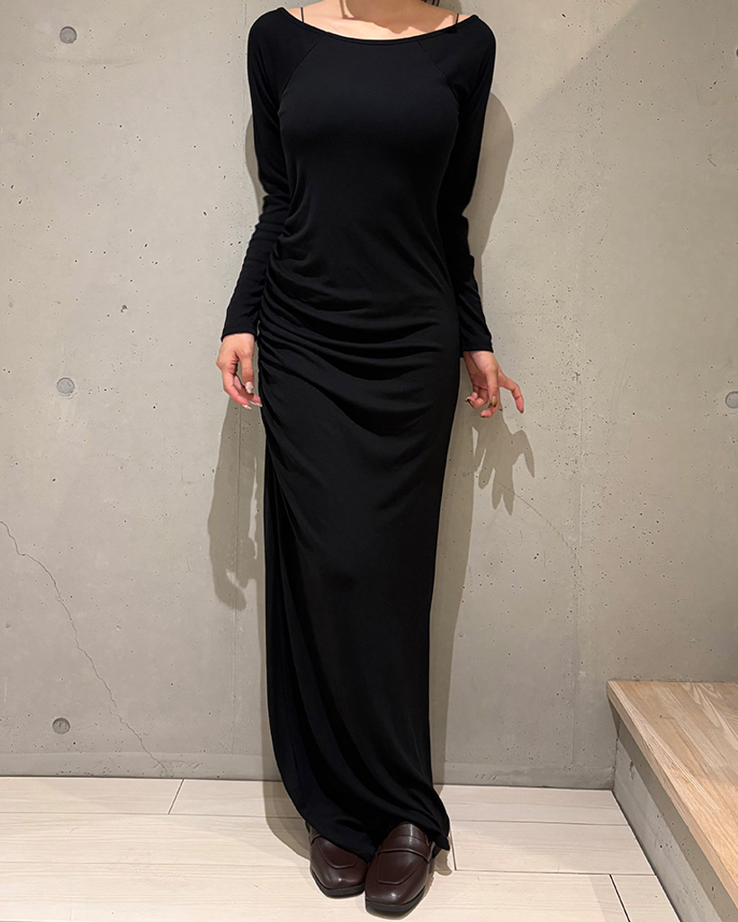 サイドシャーリング ロングワンピース | ファッション通販サイト NUGU