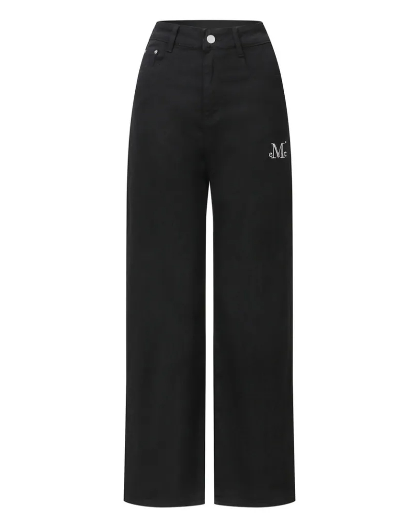 Pistol Back Leather Double Cross Wide Cotton Pants