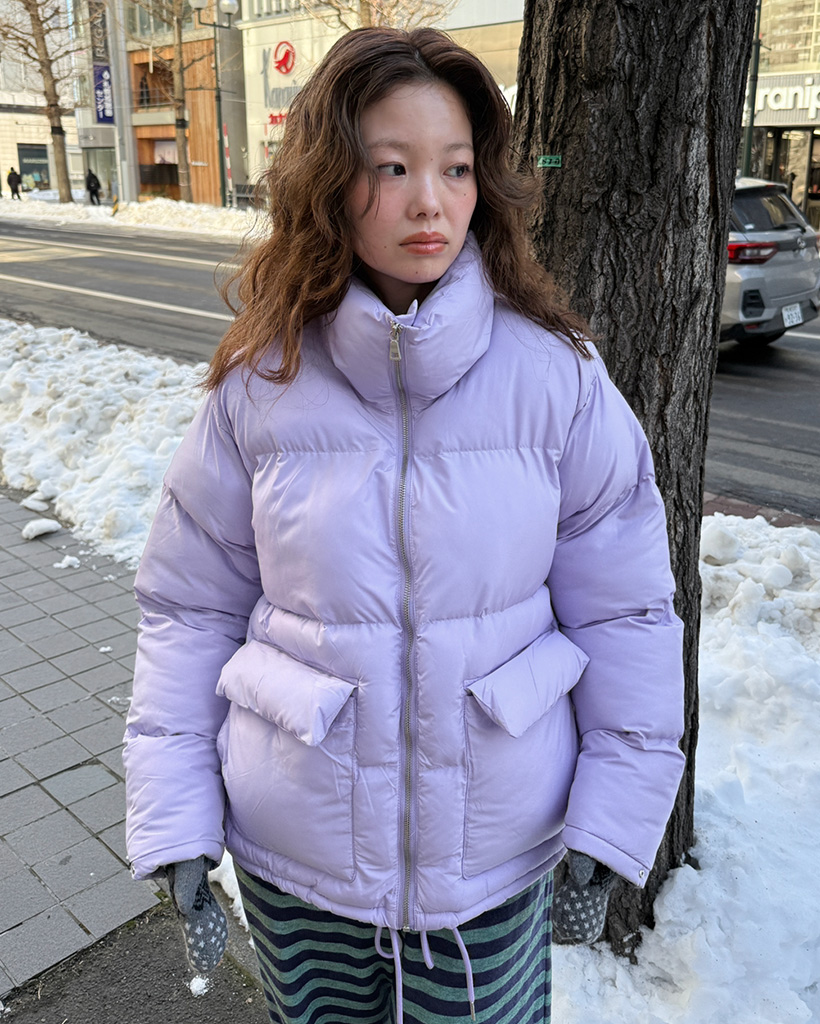 ハイネックカラフルダウンジャケット