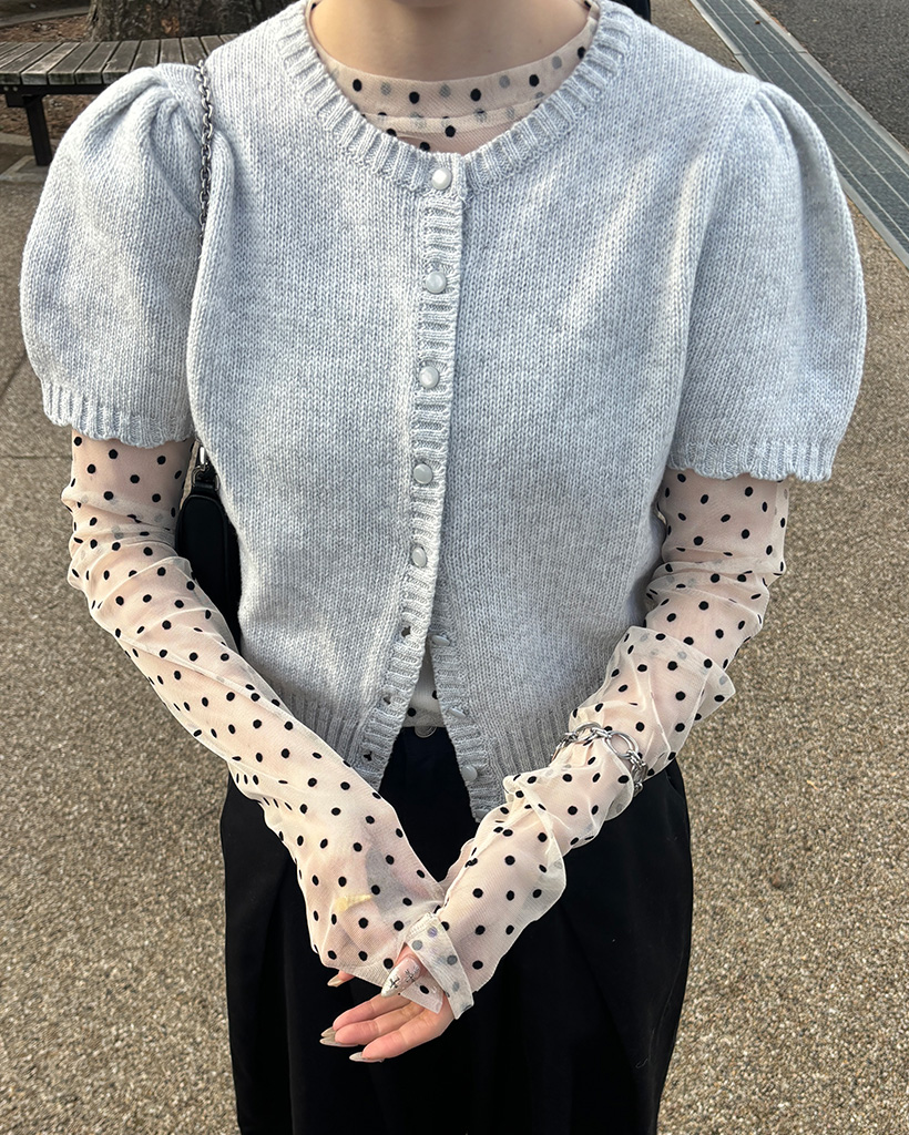 ショルダーパフ半袖カーディガン | ファッション通販サイト NUGU