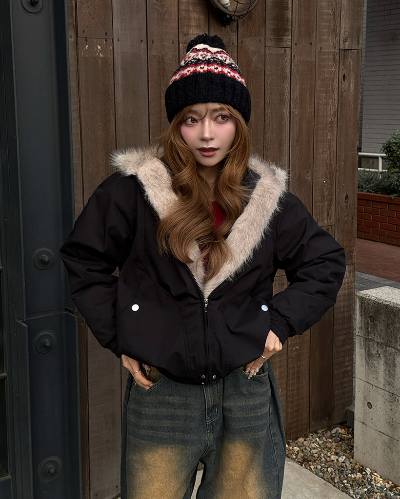 ファーフードジャケット