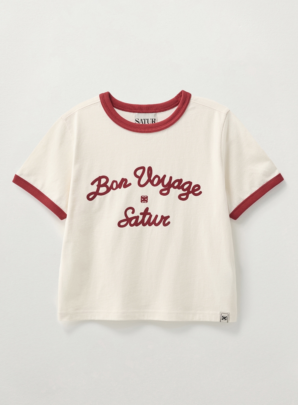 Tシャツ・カットソー SATUR W Bon Voyage Slim Fit Crop T-Shirt Cream SA252WTS35CRM W) Bon Voyage Slim Fit Crop T-Shirt - Cream | ファッション