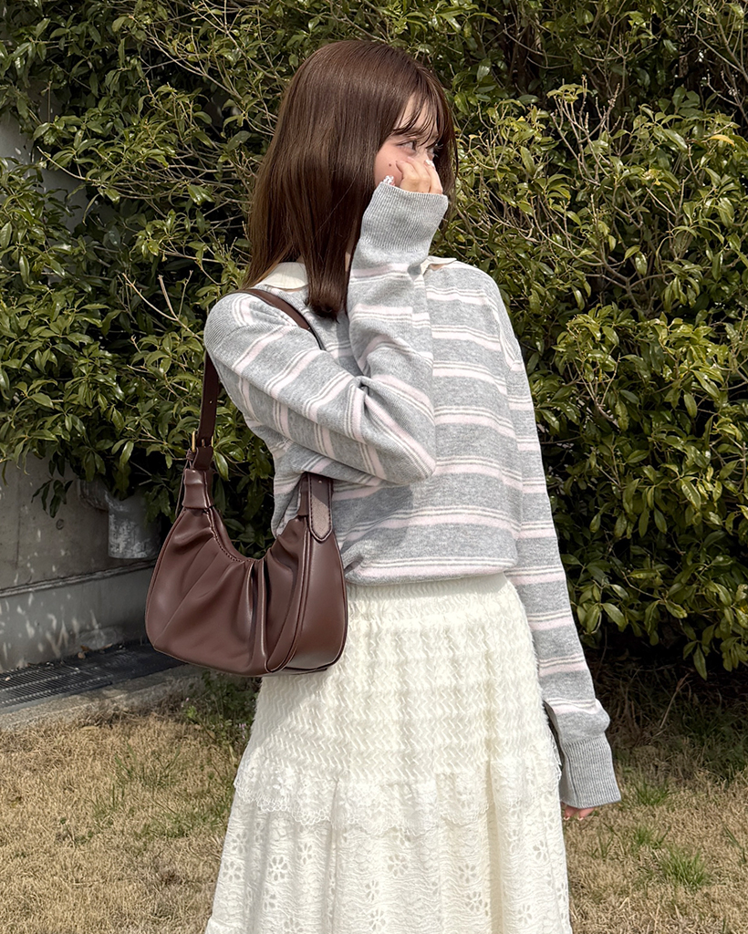 カラーネックボーダーニット