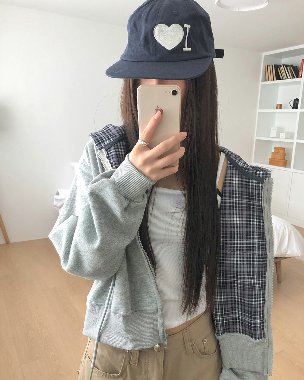 チェックバイカラーパーカー (5color) | ファッション通販サイト