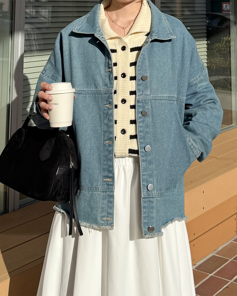 nugu klee ボクシーデニムジャケット⑅◡̈* カッティングデザインデニムジャケット | ファッション通販サイト NUGU