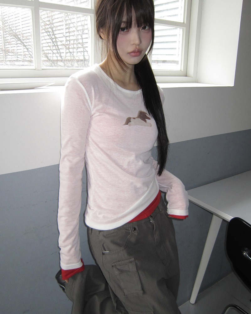 シースルーテンセル長袖Ｔシャツ