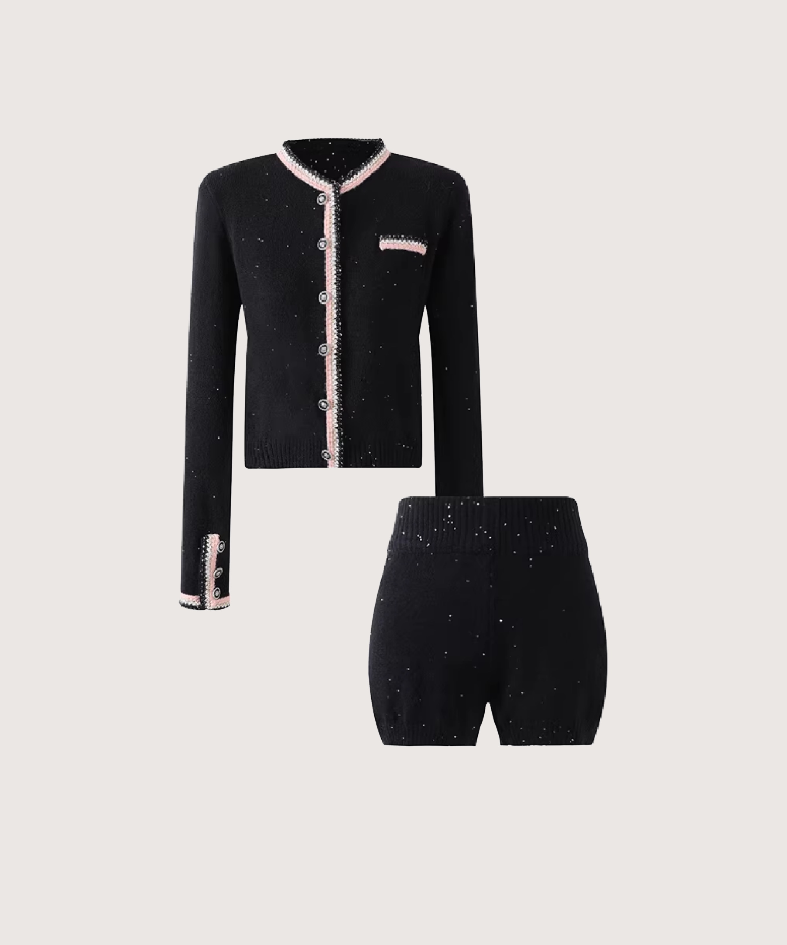 スパンコール編み2アイテムセットアップ