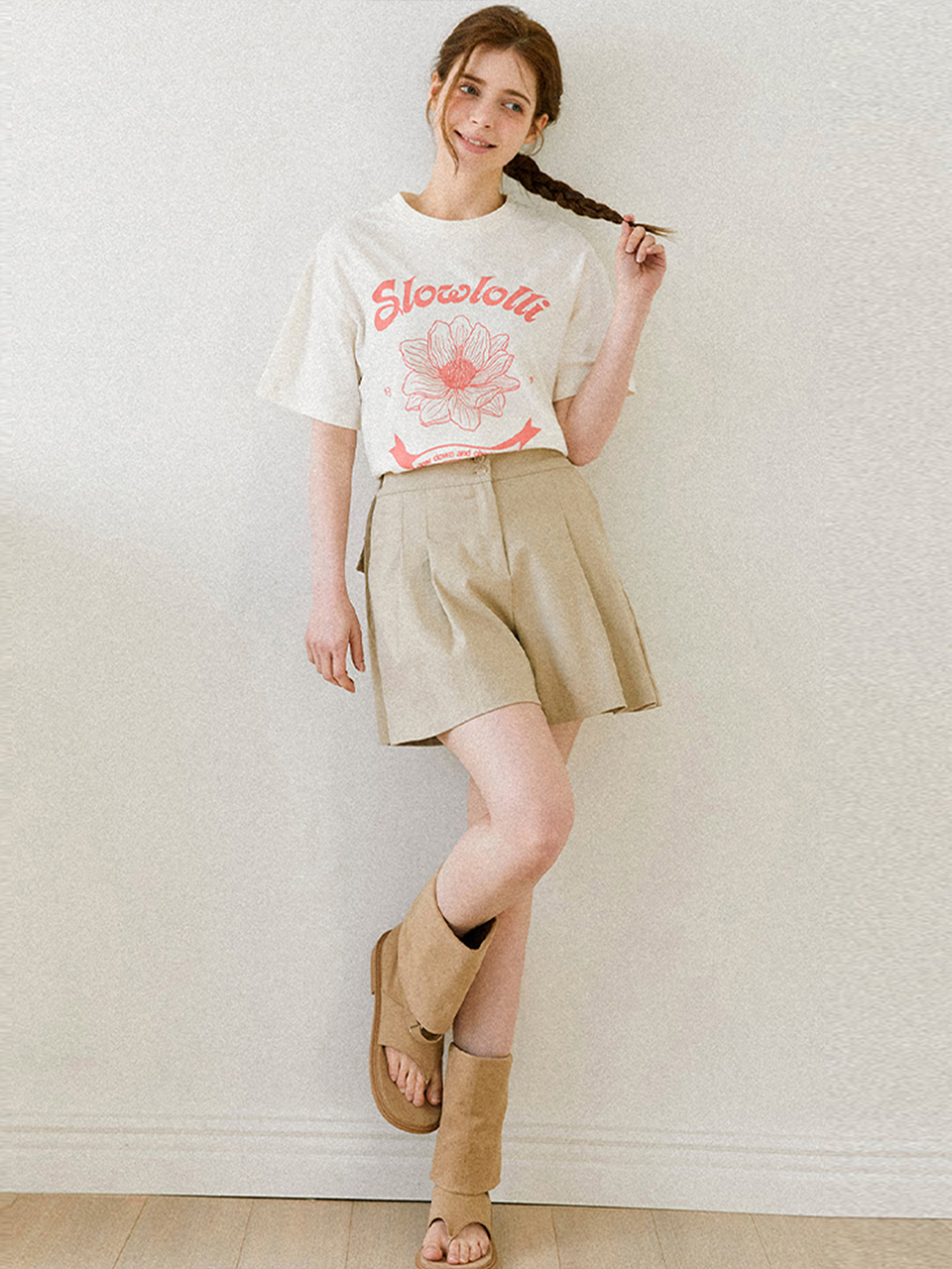 Flower ribbons t-shirt - Cream