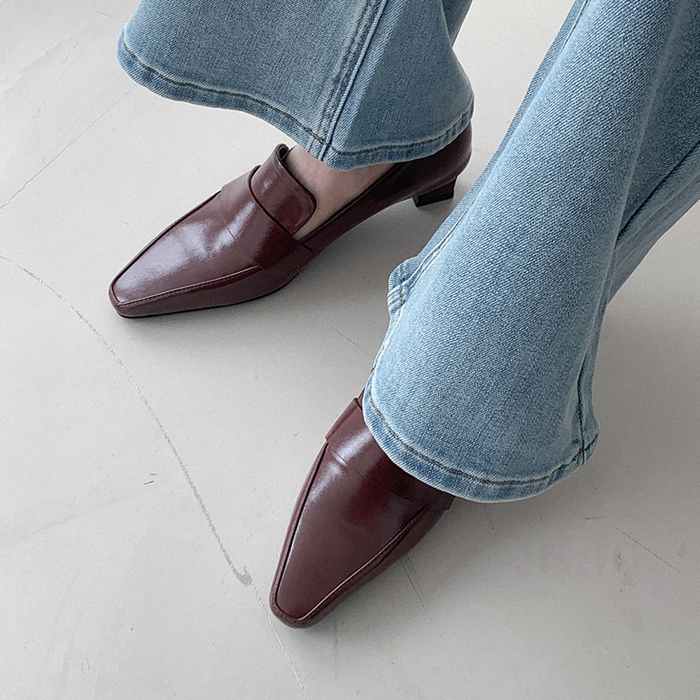 (4cm) レザー ローファー ローヒール パンプス シューズ