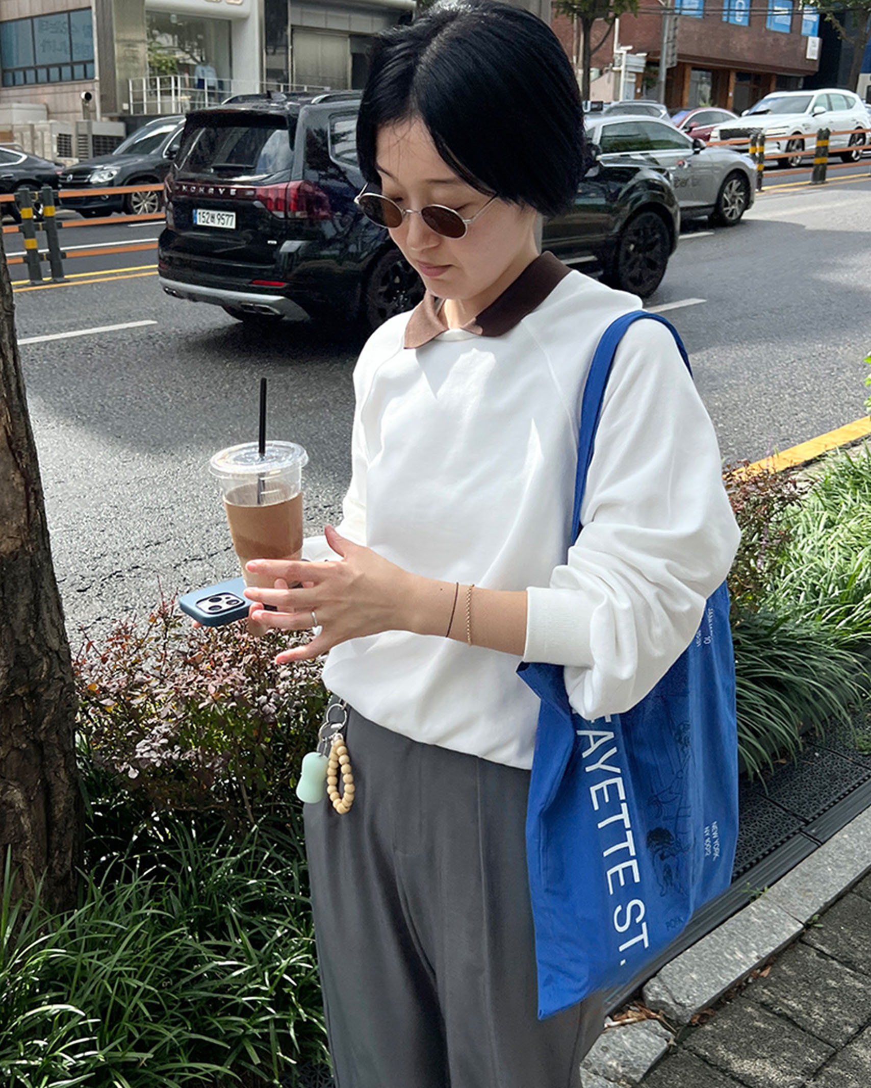 (ORIGINAL) カラーラグランスウェットシャツ (ivory)